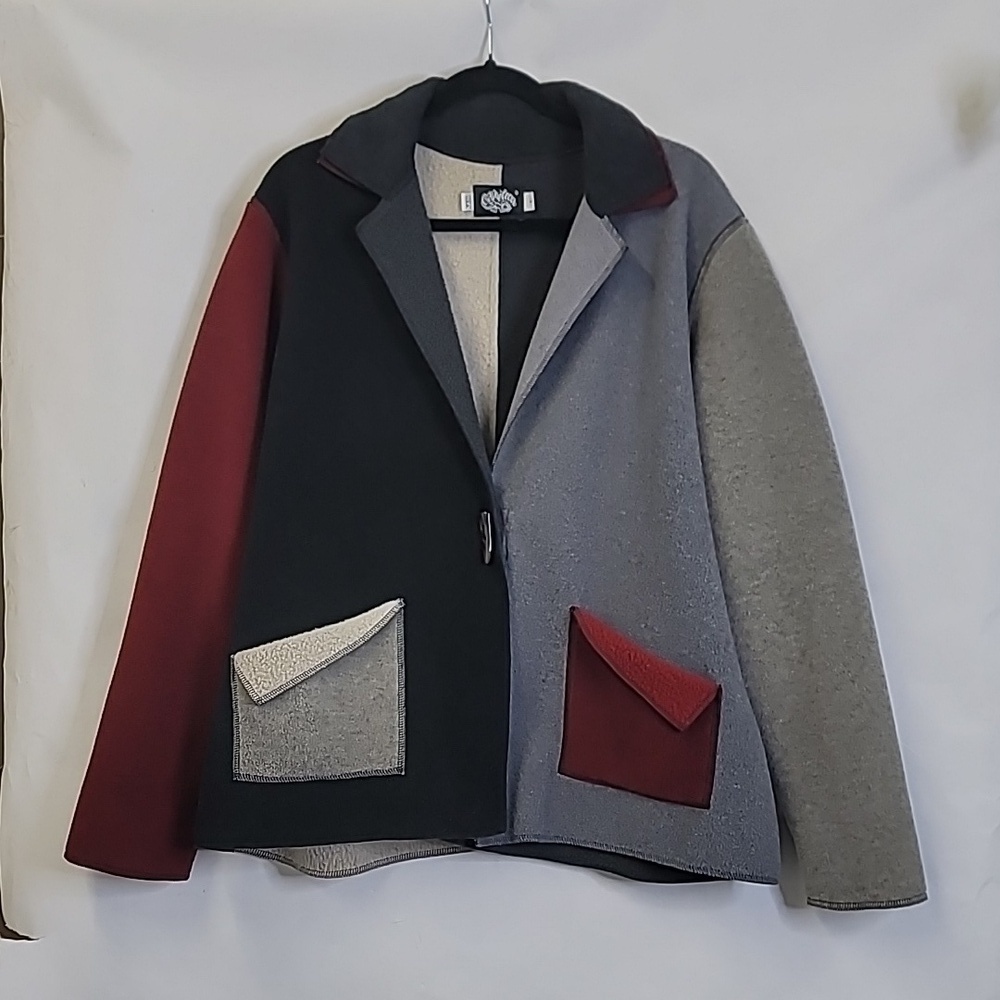 Cameleon Colorblock Jacket in Black, Gray, and Burgundy